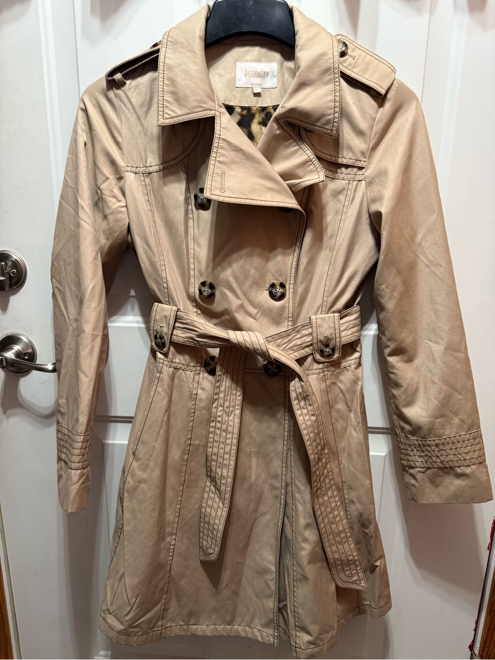 Laundry by Shelli Segal Beige Khaki Trench Coat with Belt Size M